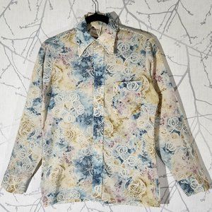 Corsair VTG Watercolor Paisley Floral Printed Button Front Shirt